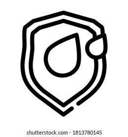 water drop on shield line icon vector. water drop on shield sign. isolated contour symbol black illustration