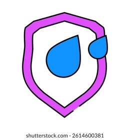water drop on shield line icon vector. water drop on shield sign. isolated symbol illustration