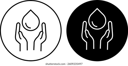 Water drop on surface icon – spa purity, balance, calmness and wellness relaxation symbol vector with transparent background.