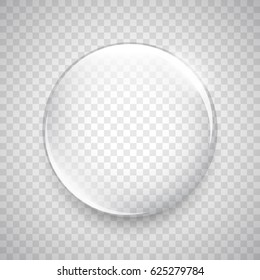 Water drop on transparent background. Glass sphere. Bubble. Vector illustration.