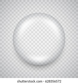 Water drop on transparent background. Glass sphere. Bubble. Vector illustration.