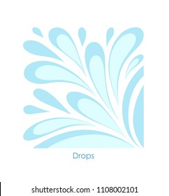  Water drop on white background. Stylized image of drops inscribed in a square