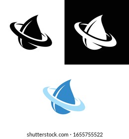 Logotipo abstracto de la órbita de gota de agua