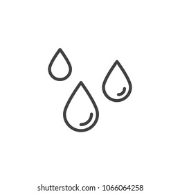 Icono de contorno de caída de agua. signo de estilo lineal para concepto móvil y diseño web. La lluvia cae en un icono de vector de línea simple.  símbolo, ilustración del logotipo. Gráficos vectoriales perfectos para píxeles