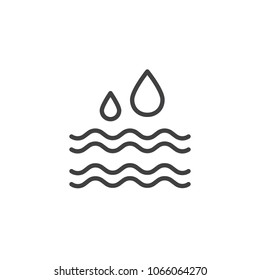 Water drop outline icon. linear style sign for mobile concept and web design. Water waves simple line vector icon. Symbol, logo illustration. Pixel perfect vector graphics