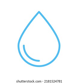 Icono del vector de contorno de caída de agua en fondo blanco