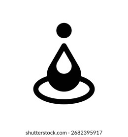Gota de água. Ícone de vetor de traçado com contorno e detalhes preenchidos em preto.