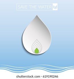 Water drop with paper art.Vector illustration.