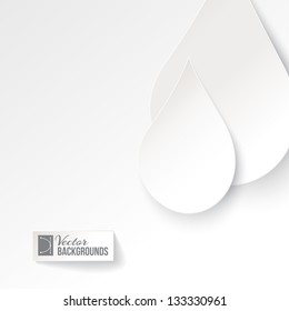 Water drop paper card. Vector illustration, contains transparencies, gradients and effects.