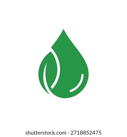 gota de água com ícone de folha parcial, perfeito para o símbolo líquido de pureza fresca natural, gráfico de gota limpa ecológica.