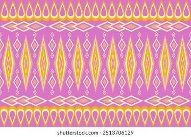 Padrão de gota de água de tecido tie-dye em tons roxos, rosa e amarelos com uma bainha, cor ajustável, sem costura, para a produção de costura e impressão