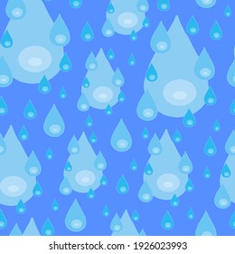 Water drop pattern. Vector seamless pattern. Many drops, rain, shower, water.