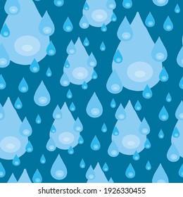 Water drop pattern. Vector seamless pattern. Many drops, rain, shower, water. Hand drawing
