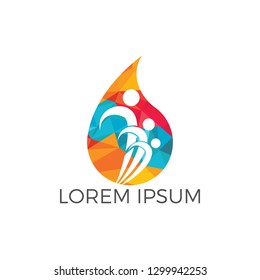 Water drop people logo design. Nature healthy and pure fresh water symbol elements design.