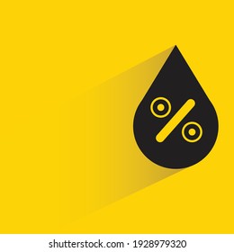 water drop and percent rate with shadow on yellow background