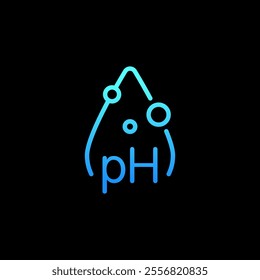water drop and ph concept on black background. gradient drop and ph logo