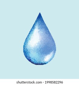 Water Drop. Pixel Art. Blue