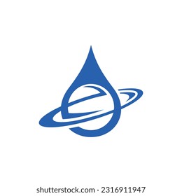 water drop planet orbit circle logo design, Suitable for any business related to Water and world.