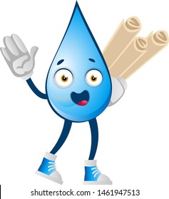 El agua cae con planos, ilustración, vector sobre fondo blanco.