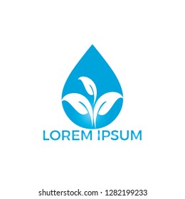 Water drop with plant icon vector logo design. Logo of energy. Renewable green energy logo design template. Nature tech sign.