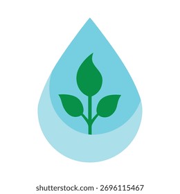 Gota de agua con la planta que brota dentro del Vector