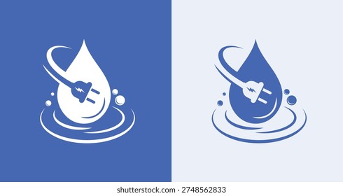 Water Drop Plug Logo for Clean Energy Charging Eco Technology
