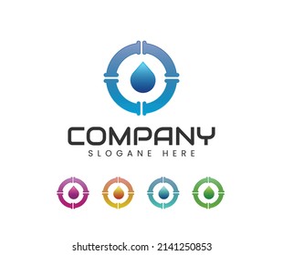 Water drop plumbing logo template design