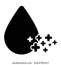 Water drop and plus vector icon. Black and White icon vector illustration stock illustration