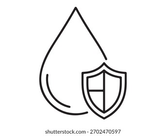 Wassertropfen geschützt durch Schild, die Sicherheit, Sicherheit und Wasserbeständigkeit, ideal für Symbole, Symbole und Designs im Zusammenhang mit Schutz und Erhaltung