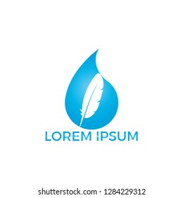 Water drop with quill icon vector logo design. Educational and institutional logo design.