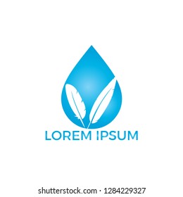 Water drop with quill icon vector logo design. Educational and institutional logo design.
