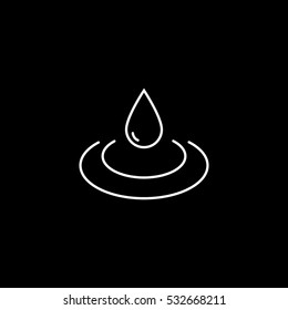Water Drop Rain Line Icon On Black Background