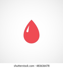 Water Drop Rain Red Flat Icon On White Background