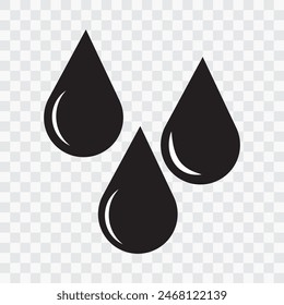 Wassertropfen, Regen-Vektorgrafik-Symbol, Öltropfen, Vektorgrafik isoliert auf durchsichtigem Hintergrund. Flüssigkeitstropfen, Symboldesign für Website, App, Logo. Vektorillustration. 