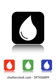water drop rain vector icon - black and colored buttons