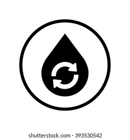Water Drop Recycle Icon in circle. Vector illustration