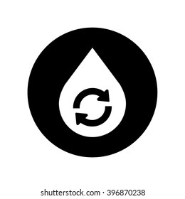 Water Drop Recycle Icon in circle. Vector illustration
