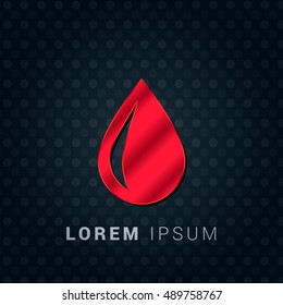 Water Drop Red chromium precious metallic 3D Icon / Logo Design