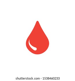 Water Drop Red Icon On White Background. Red Flat Style Vector Illustration