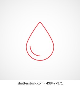 Water Drop Red Line Icon On White Background