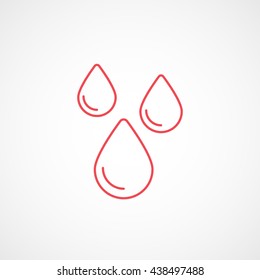 Water Drop Red Line Icon On White Background