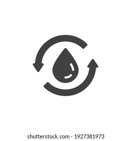 Abandono de agua - icono vector renovable. signo plano relleno para concepto móvil y diseño web. Reciclar icono de glifo de agua. Símbolo, ilustración del logotipo. Gráficos vectoriales