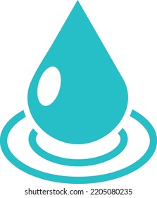 Water Drop With Ripple Circles Effect. Blue Purity Logo