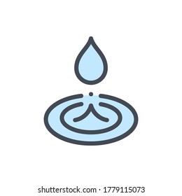 Water Drop and Ripple color line icon. Drop of Water with Splash Effect vector outline colorful sign.