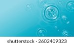 Water drop ripple effect on blue surface. Vector realistic illustration of liquid texture circle waves top view, aqua splash motion on transparent background, rain droplet, pool or spa cosmetics ad