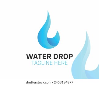 Water drop ripple gradient 3d vector modern logo design template
