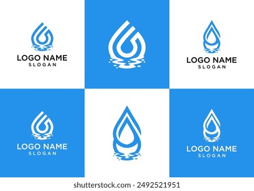 water drop and ripple logo vector, splash icon.