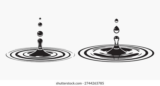 Water drop ripple splash circle wave isolated on white background design