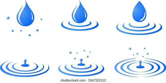 Water Drop And Ripple, Splash Icon, Sign Set