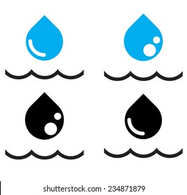 Water drop set isolated on white background. Vector art.